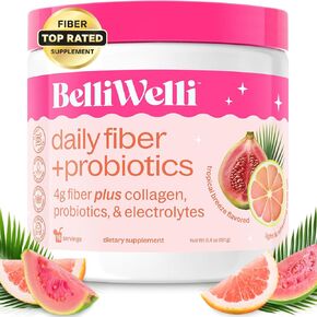 Daily Fiber Supplement with Added Collagen, Probiotics, and Electrolytes | Supports Digestive Health and Regularity | Strawberry Lemonade - 16 Servings