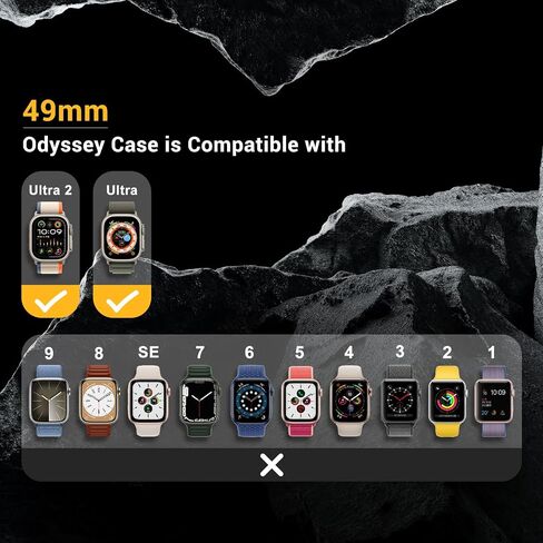 MAGEASY Aircraft-Grade Aluminum Rugged Case for Apple Watch Ultra 3, Ultra 2, Apple Watch Ultra 49mm | 2 in 1 Metal Hard Shell with Shockproof Inner Bumper for Max Protection, Odyssey - Midnight Black in Kuwait