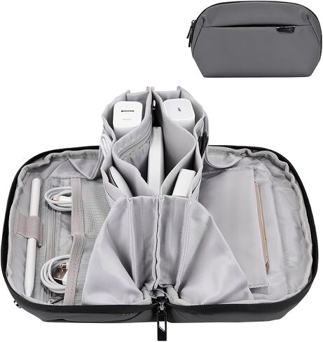 DDgro Cable Organizer Travel Pouch, Accessories Carrying Case Bag for Electronics, MacBook Charger & Cords, Hard Drive (Black) in Kuwait