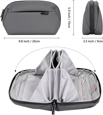 DDgro Cable Organizer Travel Pouch, Accessories Carrying Case Bag for Electronics, MacBook Charger & Cords, Hard Drive (Black) in Kuwait