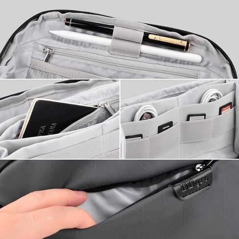 DDgro Cable Organizer Travel Pouch, Accessories Carrying Case Bag for Electronics, MacBook Charger & Cords, Hard Drive (Black) in Kuwait