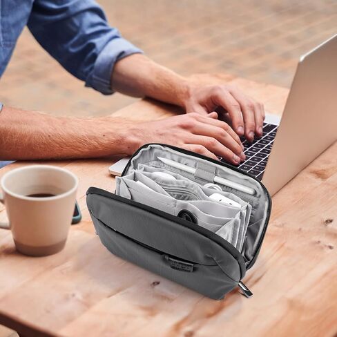 DDgro Cable Organizer Travel Pouch, Accessories Carrying Case Bag for Electronics, MacBook Charger & Cords, Hard Drive (Black) in Kuwait