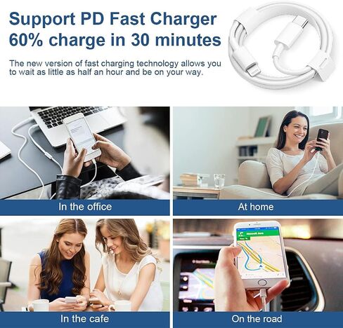 ROMITAZ iPhone Charger Cord Lightning Cable Type C Charger Fast Charging 2-Pack iPhone Fast Charger USB C (6.6Ft) Compatible with iPhone14/14 Pro/14 Pro Max/13/13pro/12/12 Pro/12 Pro Max/iPad in Kuwait