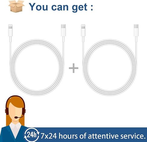 ROMITAZ iPhone Charger Cord Lightning Cable Type C Charger Fast Charging 2-Pack iPhone Fast Charger USB C (6.6Ft) Compatible with iPhone14/14 Pro/14 Pro Max/13/13pro/12/12 Pro/12 Pro Max/iPad in Kuwait
