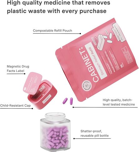 Cabinet: Stomach Relief Bismuth Subsalicylate 262mg, 60 Count | Anti-Diarrheal Relief for Upset Stomach, and Indigestion (Refill Pouch) in Saudi Arabia