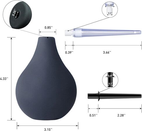 TopQuaFocus 8oz Enema Bulb Kit Anal and Vaginal Douche Bulb for Men Flushing System Enemas Silicone Bulb with 23.6in Hose+4 Replaceable Nozzles (Black) in Saudi Arabia
