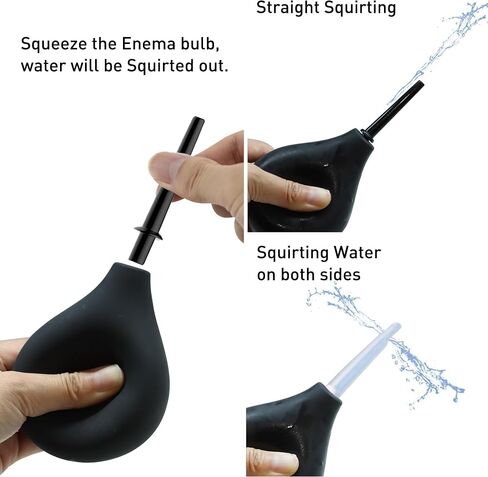 TopQuaFocus 8oz Enema Bulb Kit Anal and Vaginal Douche Bulb for Men Flushing System Enemas Silicone Bulb with 23.6in Hose+4 Replaceable Nozzles (Black) in Saudi Arabia