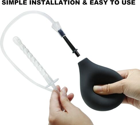 TopQuaFocus 8oz Enema Bulb Kit Anal and Vaginal Douche Bulb for Men Flushing System Enemas Silicone Bulb with 23.6in Hose+4 Replaceable Nozzles (Black) in Saudi Arabia