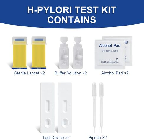 مجموعة اختبار H Pylori في المنزل، اختبار سريع ودقيق لعلاج H Pylori، 10-15 دقيقة من الاختبار المنزلي السريع، سهل الاستخدام والقراءة، يتضمن اختبارين in Kuwait