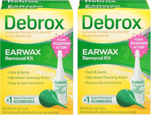Debrox Ear Wax Removal Kit - Includes Bulb Syringe and 0.5 Fl Oz Removal Drops for Cleaning Ears (Pack of 2) in Kuwait