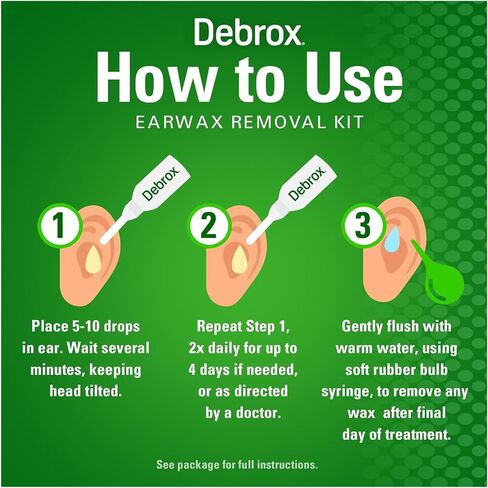 Debrox Ear Wax Removal Kit - Includes Bulb Syringe and 0.5 Fl Oz Removal Drops for Cleaning Ears (Pack of 2) in Kuwait