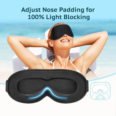 BeeVines Sleep Mask, 2 Pack 100% Blackout Eye Masks for Sleep 3D Eye Mask for Women Men, Zero Eye Pressure Sleeping Mask for Side Sleepers, Eye Shade Cover Includes Travel Pouch (001 Black & Pink) in Saudi Arabia