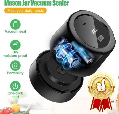 Electric Mason Jar Vacuum Sealer Kit - Vacuum Sealer for Jars, Electric Vacuum Sealer for Mason Jars, Canning Jar Sealer with Regular and Wide Mouth Mason Jars Lids in Saudi Arabia