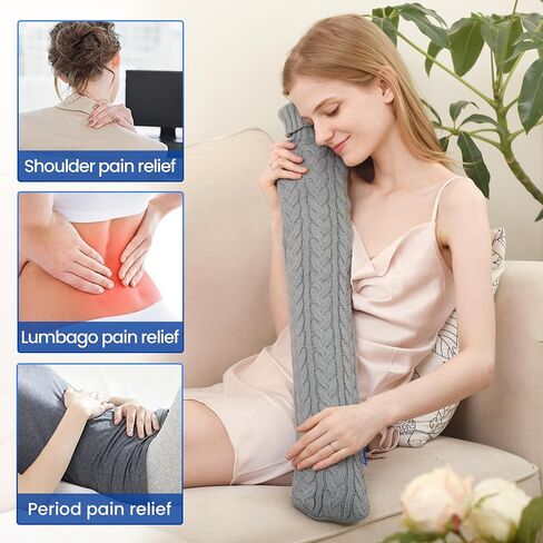 Hot Water Bottle with Knitted Cover, Hot Water Bag for Bed, Body Feet Warm, Pain Relief. Hot and Cold Therapies for Women Girls Seniors. Ideal Gift for Birthday, Womens', Christmas Day, Purple in Saudi Arabia