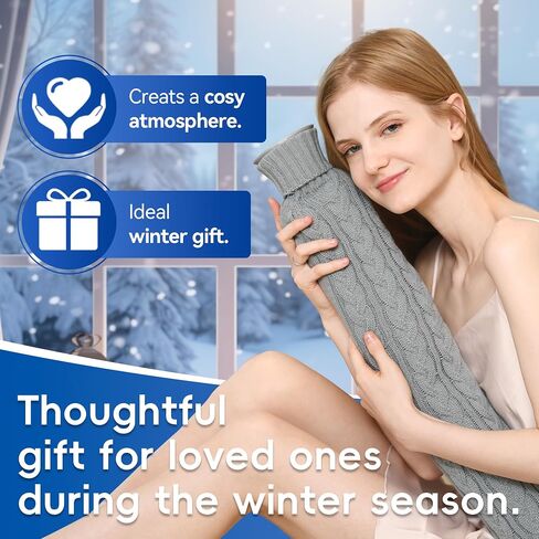 Hot Water Bottle with Knitted Cover, Hot Water Bag for Bed, Body Feet Warm, Pain Relief. Hot and Cold Therapies for Women Girls Seniors. Ideal Gift for Birthday, Womens', Christmas Day, Purple in Saudi Arabia
