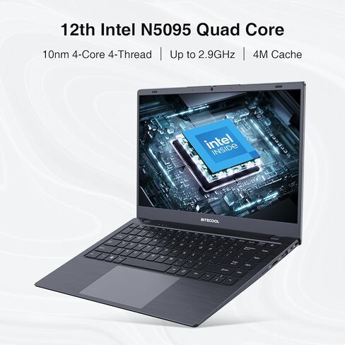 كمبيوتر محمول BiTECOOL مقاس 14 بوصة يعمل بنظام Windows 11، وذاكرة وصول عشوائي 12 جيجابايت وذاكرة وصول عشوائي 512 جيجابايت NVMe SSD، ومعالج Intel Core N95 يصل إلى 3.4 جيجا هرتز، وشاشة FHD IPS، وواي فاي 2.4 جيجا/5 جيجا، وBT 5.0، وRJ45، ونوع C، وكاميرا ويب و in Kuwait
