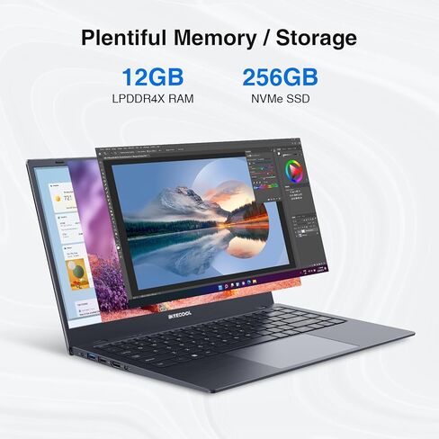 كمبيوتر محمول BiTECOOL مقاس 14 بوصة يعمل بنظام Windows 11، وذاكرة وصول عشوائي 12 جيجابايت وذاكرة وصول عشوائي 512 جيجابايت NVMe SSD، ومعالج Intel Core N95 يصل إلى 3.4 جيجا هرتز، وشاشة FHD IPS، وواي فاي 2.4 جيجا/5 جيجا، وBT 5.0، وRJ45، ونوع C، وكاميرا ويب و in Kuwait