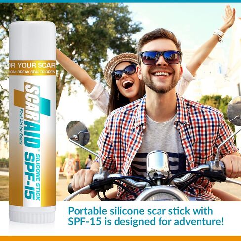 عصا جل السيليكون للندبات SPF-15 - جل الندبات السيليكون الطبي للندبات الجراحية - جل الندبات السيليكون الخارجي بحجم الجيب - فعالية أوراق الندبات السيليكون وشريط السيليكون - 4.25 جرام من ScarAid in Saudi Arabia