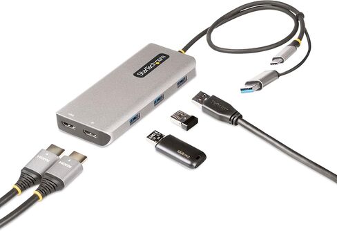 ستارتيك.كوم محول USB-C الى HDMI مزدوج - USB-C او A الى شاشتين HDMI - 4K 60Hz - 100 واط PD ممر من خلال- كيبل مدمج بطول 1 قدم (30 سم) - محول USB الى HDMI متعدد الشاشات للابتوب (109B-USBC-HDMI) in Kuwait