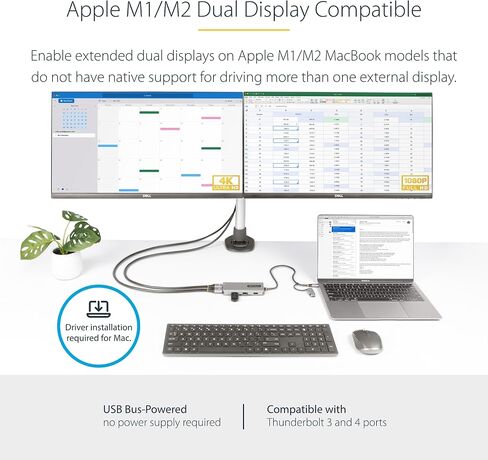 ستارتيك.كوم محول USB-C الى HDMI مزدوج - USB-C او A الى شاشتين HDMI - 4K 60Hz - 100 واط PD ممر من خلال- كيبل مدمج بطول 1 قدم (30 سم) - محول USB الى HDMI متعدد الشاشات للابتوب (109B-USBC-HDMI) in Kuwait