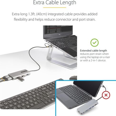 ستارتيك.كوم محول USB-C الى HDMI مزدوج - USB-C او A الى شاشتين HDMI - 4K 60Hz - 100 واط PD ممر من خلال- كيبل مدمج بطول 1 قدم (30 سم) - محول USB الى HDMI متعدد الشاشات للابتوب (109B-USBC-HDMI) in Kuwait