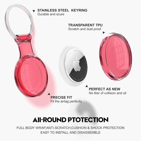 حامل Airtag متوافق مع Apple AirTags، غطاء Airtag مقاوم للماء والغبار ومضاد للتصادمات مع مادة TPU الناعمة الشفافة متعددة الألوان للأطفال والحقائب والمفاتيح والحيوانات الأليفة (أبيض) in Kuwait
