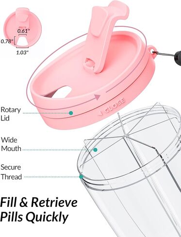 Pill Dispenser with Anti-Mixing & Wide Openings Design, Large Pill Bottle Organizer Holds Monthly Vitamins, Travel-Friendly Supplement Organizer Easy to Fill & Retrieve with a Handle, 20 Blank Labels in Kuwait