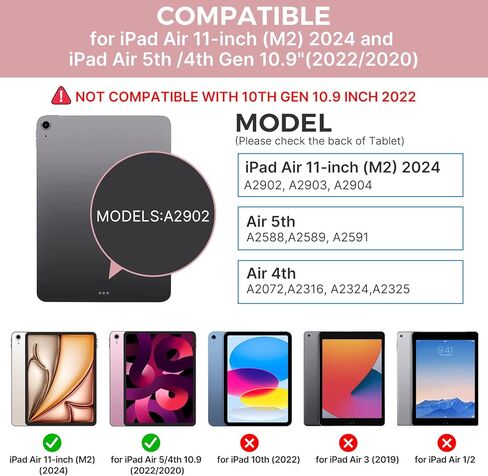 حافظة لوحة مفاتيح تعمل باللمس لجهاز iPad Air الجيل الخامس 2022 (10.9 بوصة)، لوحة لمس، قابلة للدوران 360 درجة، إضاءة خلفية 10 ألوان، غطاء لوحة مفاتيح لاسلكي مع حامل قلم لجهاز iPad Air 4th Gen - أخضر منتصف الليل in Kuwait