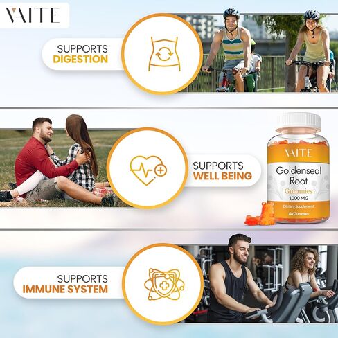 علكات جذر جولدنسيل - مكمل عشبي لجهاز المناعة النباتي وصحة الجهاز التنفسي، مستخلص عضوي، خالي من الغلوتين، دعم الجهاز الهضمي النباتي، مكونات غير معدلة وراثيًا، تغذية متوازنة in Kuwait