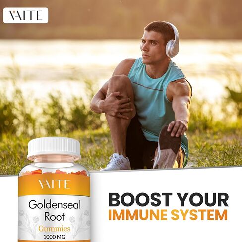 علكات جذر جولدنسيل - مكمل عشبي لجهاز المناعة النباتي وصحة الجهاز التنفسي، مستخلص عضوي، خالي من الغلوتين، دعم الجهاز الهضمي النباتي، مكونات غير معدلة وراثيًا، تغذية متوازنة in Kuwait