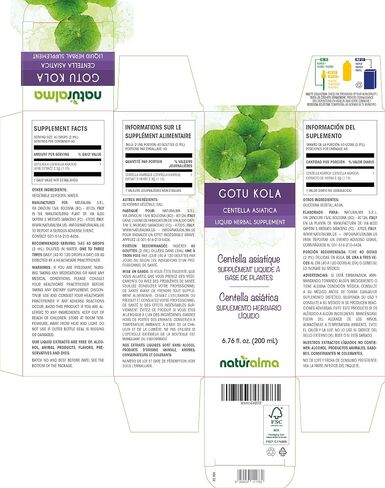 Naturalma Gotu kola (Centella asiatica) صبغة خالية من الكحول - 6.76 أونصة سائلة مستخلص سائل في قطرات - مكمل عشبي - نباتي in Kuwait