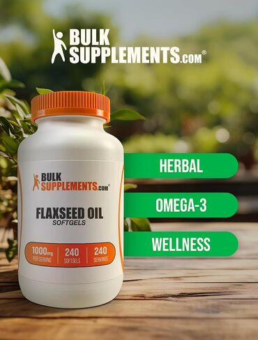 BULKSUPPLEMENTS.COM كبسولات زيت بذور الكتان - مكمل أوميغا 3، مكمل بذور الكتان، كبسولات هلامية زيت بذور الكتان 1000 مجم - حبوب زيت بذور الكتان، خالية من الغلوتين، 1 كبسولة هلامية لكل وجبة، 240 كبسولة هلامية in Saudi Arabia