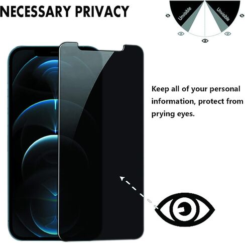 Pehael [2+2 Pack] iPhone 13 Pro Privacy Screen Protector with Camera Lens Protector Full Coverage AntiSpy Tempered Glass Film 9H Hardness Upgrade Edge Protection Easy Installation Bubble Free [6.1 in Saudi Arabia