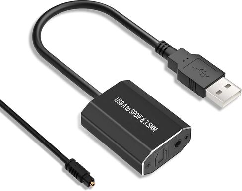 AMANKA USB A to Optical Audio Adapter USB to SPDIF Type A to TOSLINK Digital Converter, Unidirectional USB A to 3.5mm Jack Aux USB Audio Adapter Compatible with PS4/PS5 Laptop PC, Stereo Sound Only in Kuwait