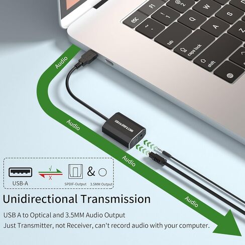 AMANKA USB A to Optical Audio Adapter USB to SPDIF Type A to TOSLINK Digital Converter, Unidirectional USB A to 3.5mm Jack Aux USB Audio Adapter Compatible with PS4/PS5 Laptop PC, Stereo Sound Only in Kuwait