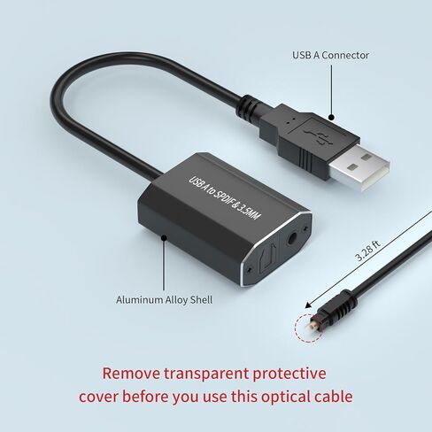 AMANKA USB A to Optical Audio Adapter USB to SPDIF Type A to TOSLINK Digital Converter, Unidirectional USB A to 3.5mm Jack Aux USB Audio Adapter Compatible with PS4/PS5 Laptop PC, Stereo Sound Only in Kuwait