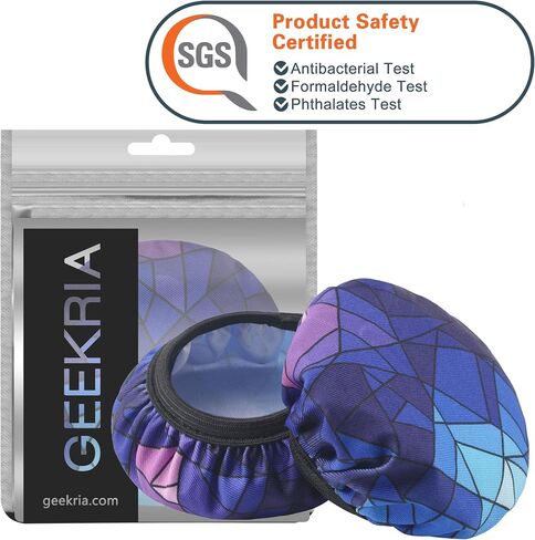 Geekria 2 Pairs Flex Fabric Headphones Ear Covers - Product Safety Certified - Washable & Stretchable Earcup Protectors for Over-Ear Headsets, Sweat Pads for Gym, Gaming (Size M/Black) in Kuwait