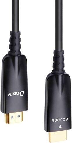 DTECH 50ft Fiber Optic HDMI Cable with 4K 60Hz 1080p HD Video 3D ARC HDCP CEC High Speed Supported (50 Feet, Black) in Kuwait