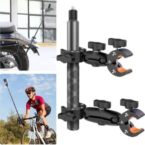 Motorcycle Bike Selfie Stick Handlebar Mount for Insta360,Motorcycle Clamp Mount Selfie Stick for Insta360 X4 X3 X2 X ONE RS R,GoPro,Perfect for Cycling Videos,Third-Person Bike Handlebar Mount Camera