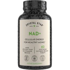 Crystal Star NAD+ (60 Tablets) - Patented NAD for Cellular Energy & Healthy Aging - Clinically-Proven More Efficient Than Nicotinamide Riboside - 30 Day Supply - Non-GMO