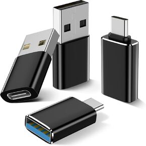 PITCHESSY [4 Pack USB C to USB Adapter(2Pcs)&USB to USB C Adapter Adapter (2Pcs) SuperSpeed Data Transfer & Fast Charging - Compatible with Laptop, PC, Charger-Black
