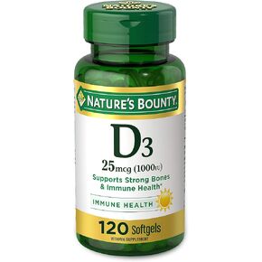Nature's Bounty Vitamin D3 1000 IU Softgels, Immune Support, Promotes Healthy Bones, 350 Ct