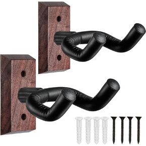 Wooden Guitar Wall Hanger - Pack of 5 Guitar Wall Mount for Safe Storage and Display Sturdy Wall Hanger for Guitars