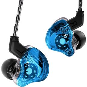 CCZ Melody Wired Gaming Earbuds, 1DD 1BA Drivers Wired Earphones, in ear Monitor with Clear Sound, 3.5mm Plug in Headphone with Comfortable Ear fins iems for Gaming PC Laptop Computer(Blue, with mic)
