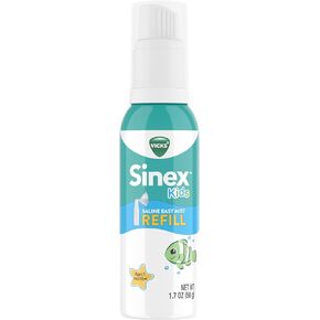 Vicks Sinex Kids Saline Easy Mist Refill, Drug Free Saline, Ages 1 Month+, Gently Clears and Soothes Everyday Stuffy Noses, Safe for Daily Use, 1.7 OZ