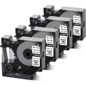 Rhino 5200 Label Tape Compatible with Dymo 18445 Permanent Vinyl Tape 3/4 Inch Industrial Rhino Labels, Work for Rhino 4200, 5000, 5200, 6000 Label Maker Refills, 4 Pack