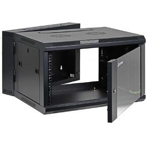 AEONS 6U Professional Wall Mount IT Cabinet Enclosure Double Section Hinged Swing Out 19-Inch Server Network Rack with Vented Door 22-Inches Deep Black (Fully Assembled)