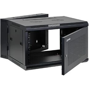 AEONS 6U Professional Wall Mount IT Cabinet Enclosure Double Section Hinged Swing Out 19-Inch Server Network Rack with Vented Door 22-Inches Deep Black (Fully Assembled)