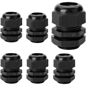 Bates- Nylon Cable Gland, 50 pcs, 3-16 mm Cable Gland Connectors, PG7, PG9, PG11, PG13.5, PG16, PG19, Waterproof Cable Connector, Black Cord Grip, Plastic Cable Connector, Cable Glands Waterproof
