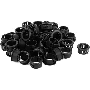 uxcell 50pcs 19mm Mounted Dia Snap in Cable Hose Bushing Grommet Protector Locking Bushing Grommet, Black